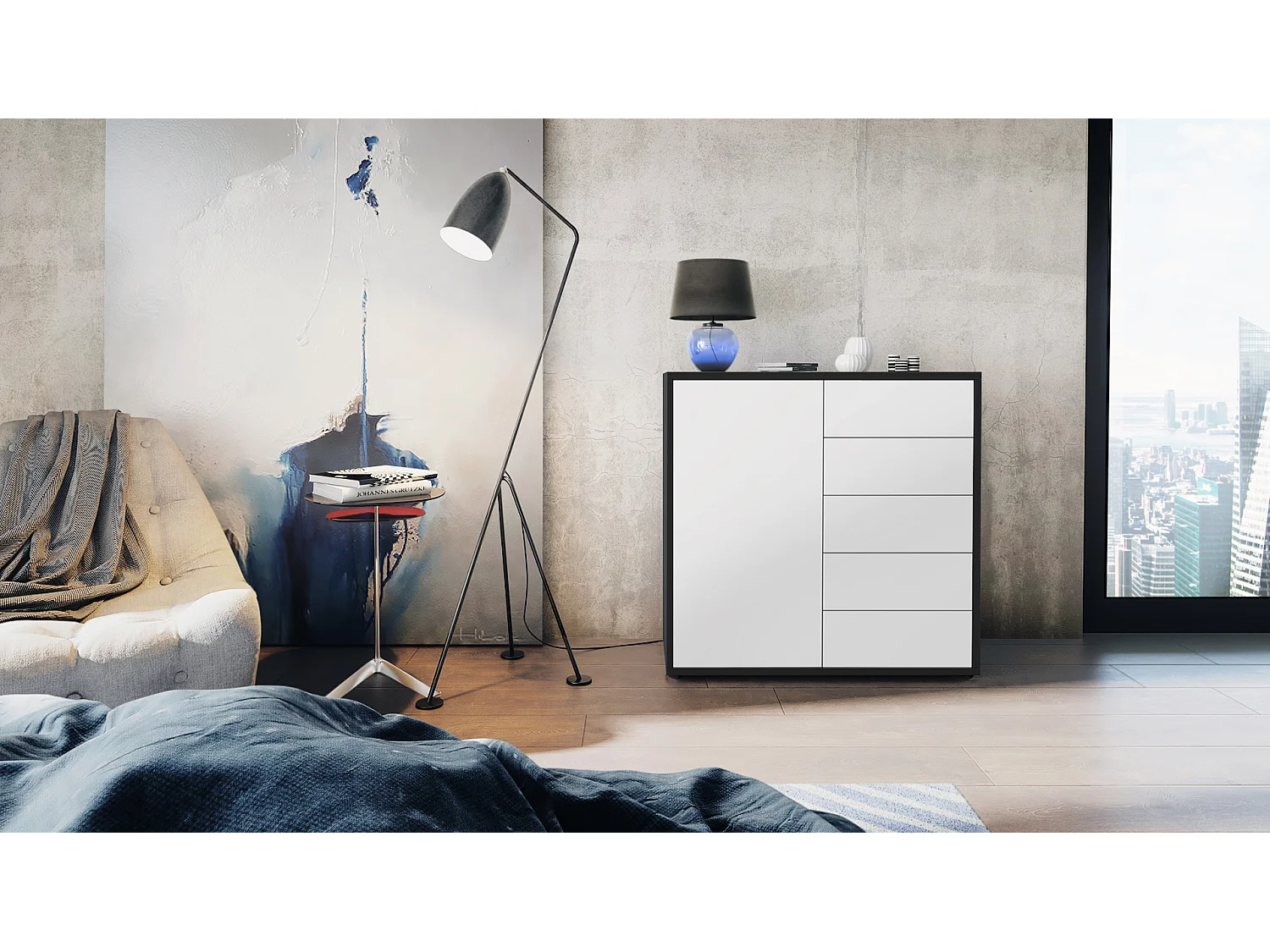 KOMMODE Ben Front in Weiß matt