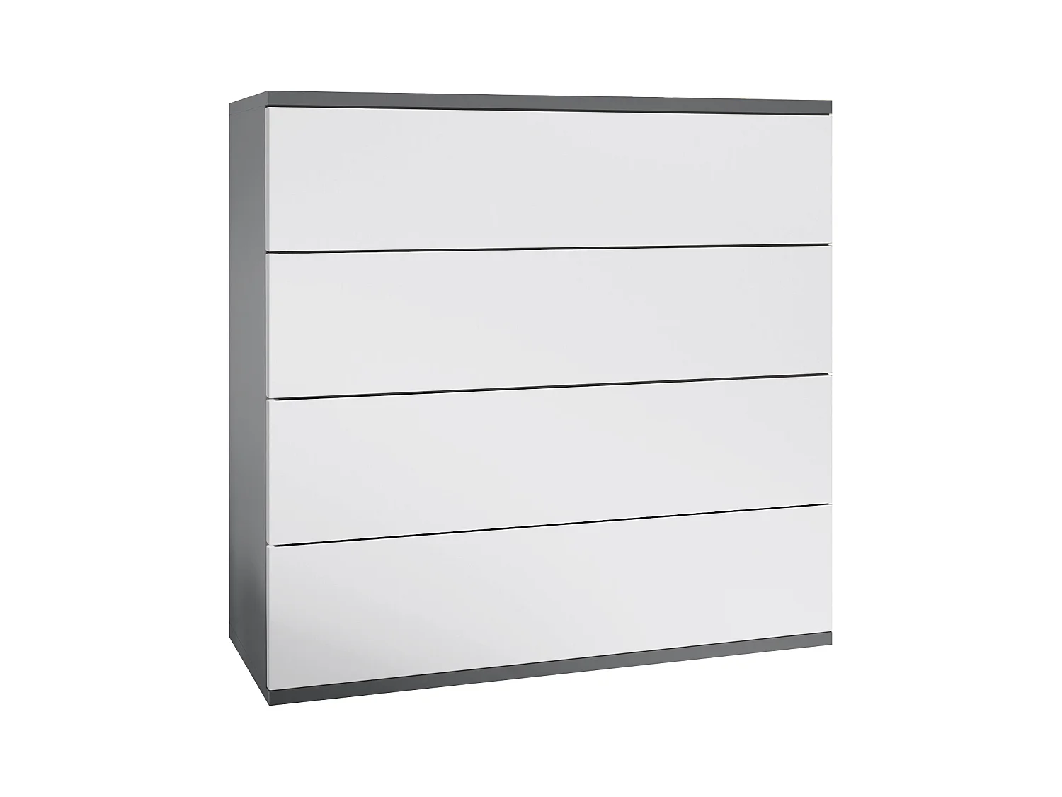 Commode suspendue Pavos V3, Buffet avec 4 tiroirs anthracite mat/blanc mat (76 x 76 x 35 cm)