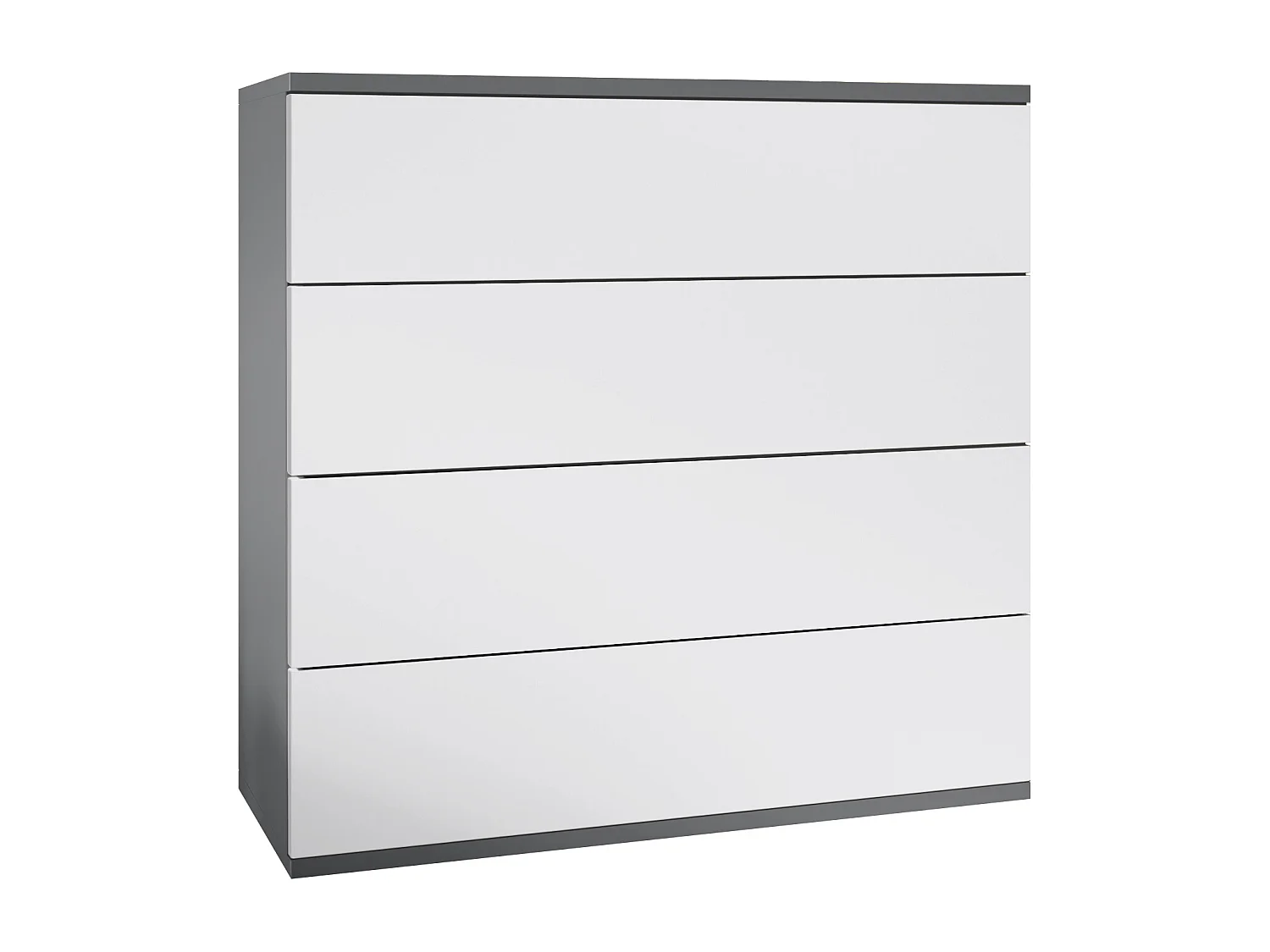 Commode suspendue Pavos V3, Buffet avec 4 tiroirs anthracite mat/blanc mat (76 x 76 x 35 cm)