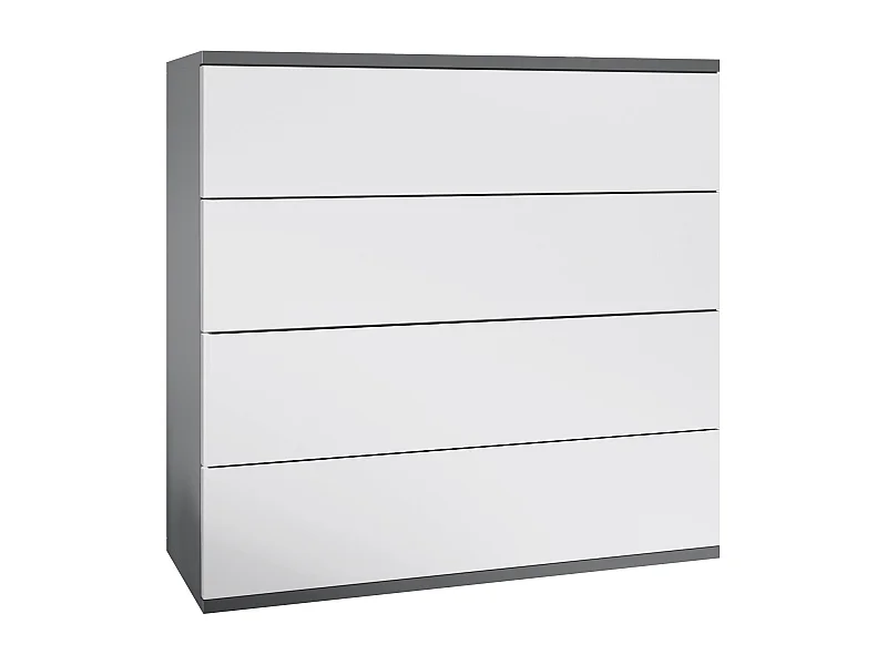 Commode suspendue Pavos V3, Buffet avec 4 tiroirs anthracite mat/blanc mat (76 x 76 x 35 cm)