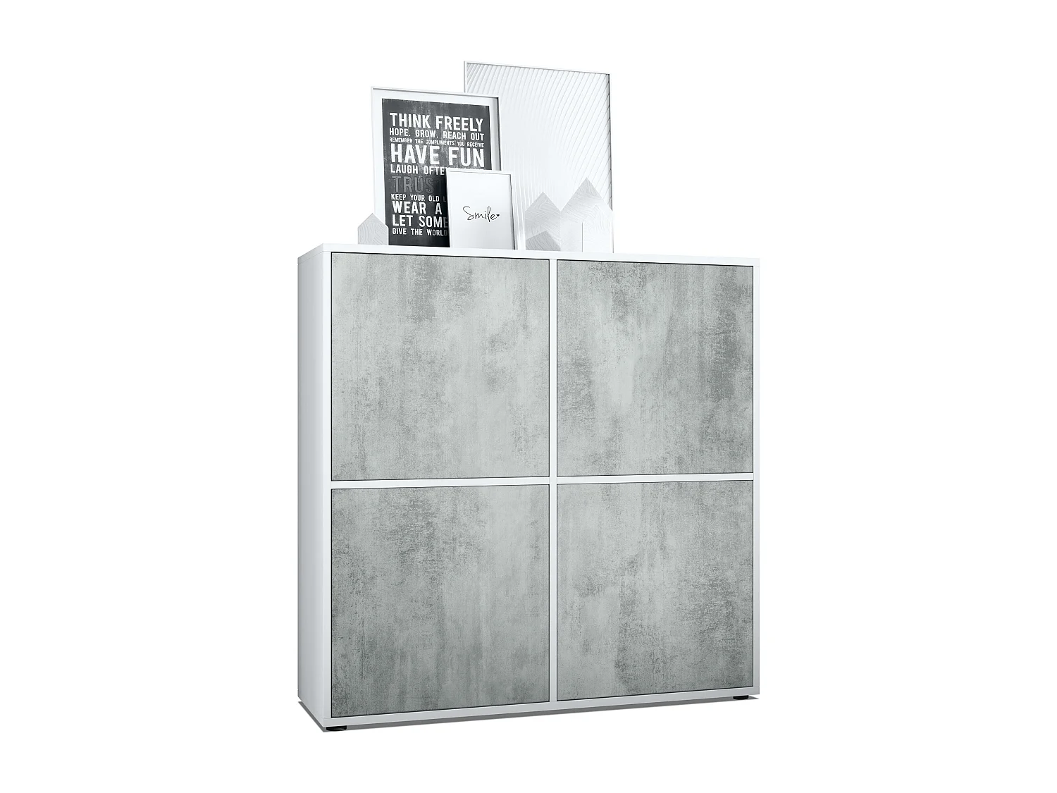 Credenza Cuba V2 Credenza 104 x 105,5 x 35,5 cm Credenza con 8 ripiani, Struttura in bianco opaco / Ante in grigio cemento ossido