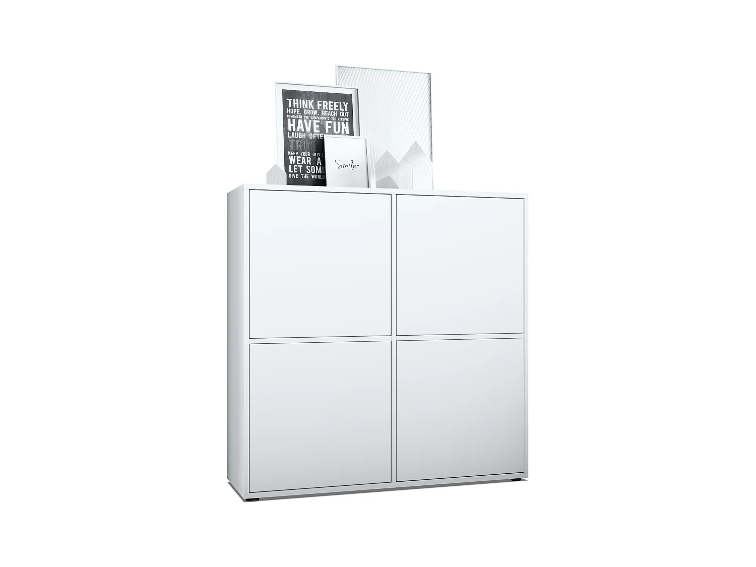 Highboard Cuba V2 Placard 104 x 105,5 x 35,5 cm Buffet à 8 compartiments, caisson en blanc mat / façades en Blanc mat