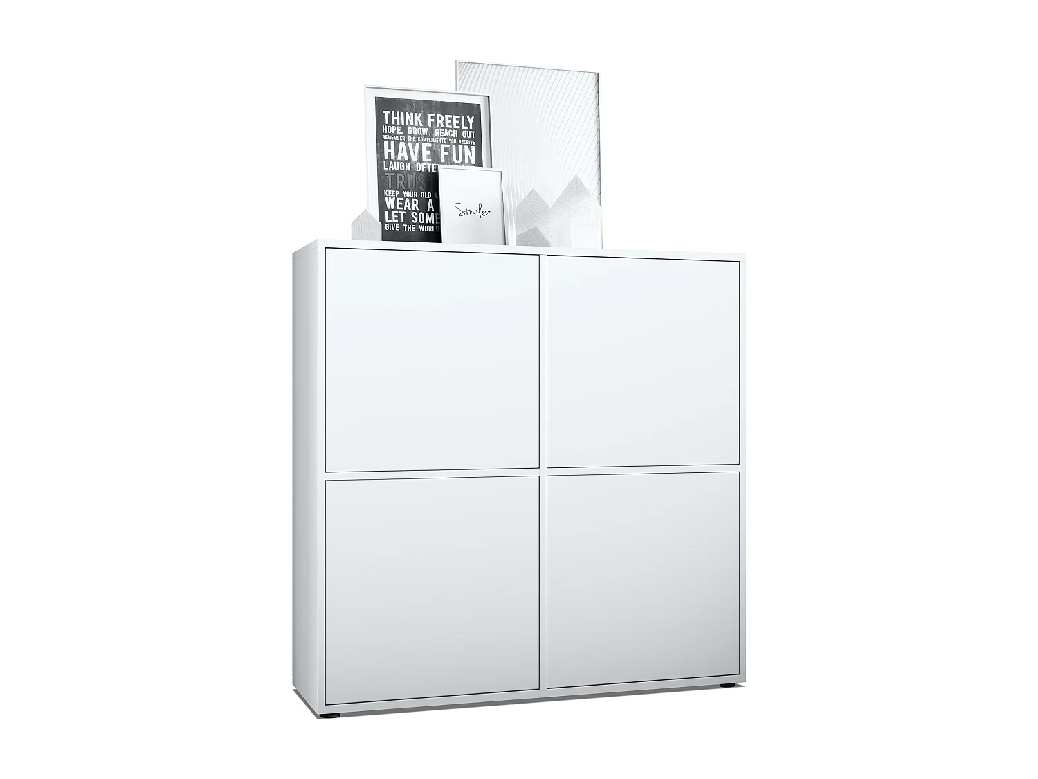 Credenza Cuba V2 Credenza 104 x 105,5 x 35,5 cm Credenza con 8 ripiani, Struttura in bianco opaco / Ante in bianco opaco