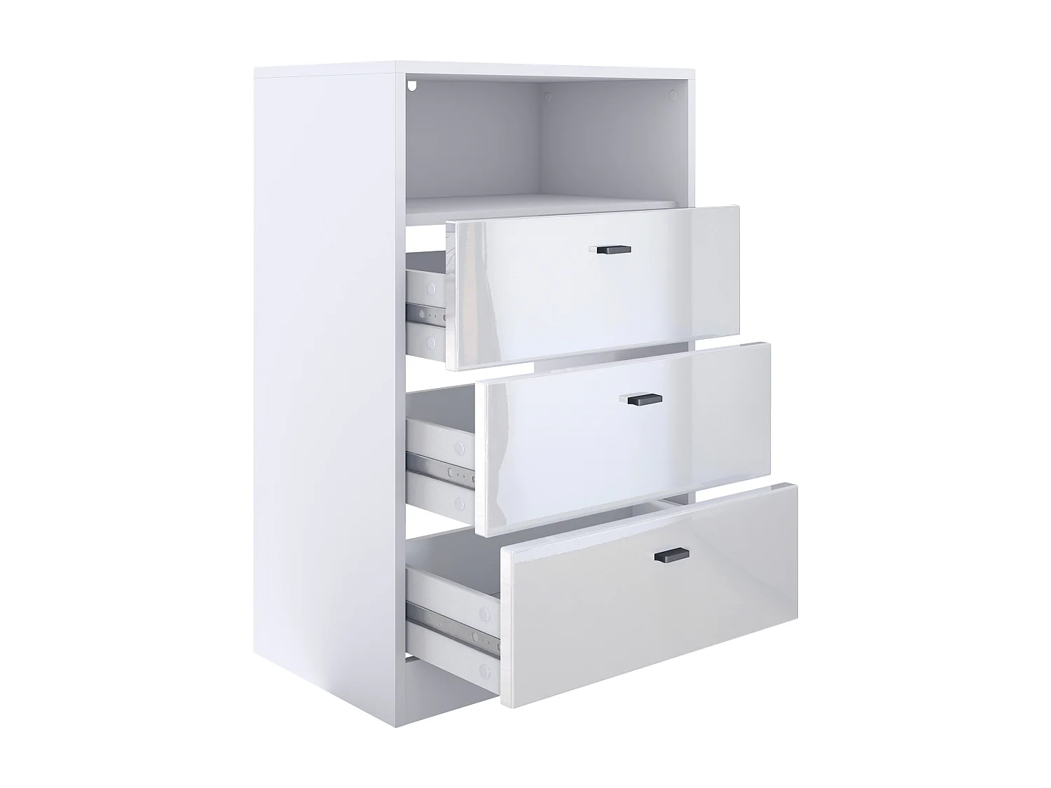 Ensemble de vestiaires Pino V2, 2 Panneaux muraux 140 cm et buffet avec 2 tiroirs & 1 compartiment ouvert, blanc mat/anthracite mat (56 x 67,5 x 36 cm)