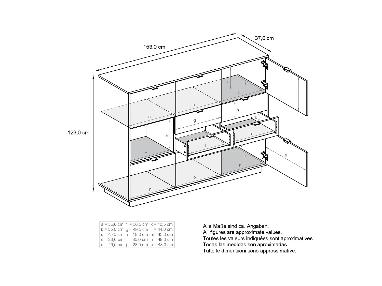 Buffet haut Armoire Metro V2, Corps en Blanc haute brillance / Façades en Blanc haute brillance avec une insertion en Chêne Nature