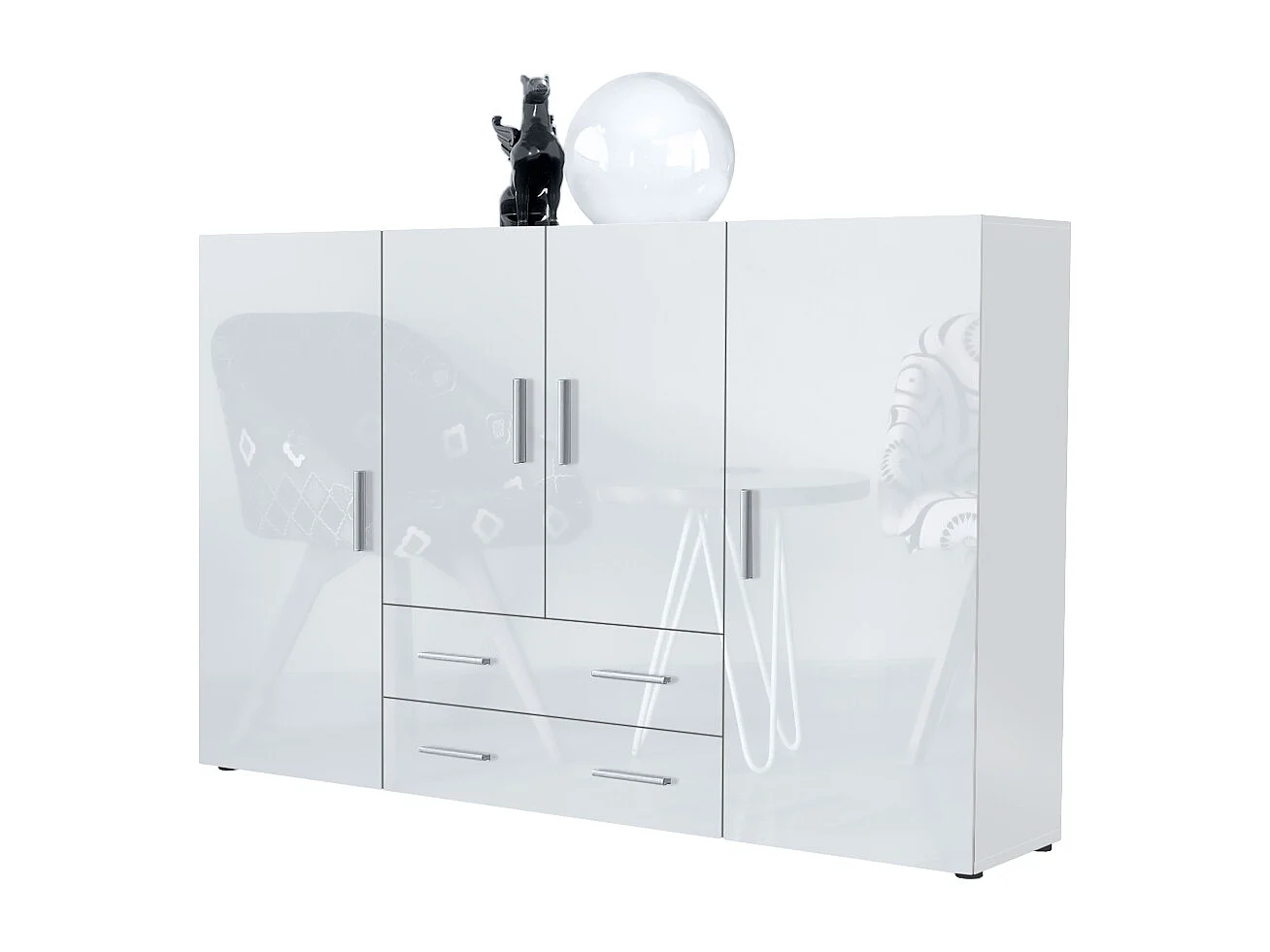 HIGHBOARD Nora Front in Weiß Hochglanz