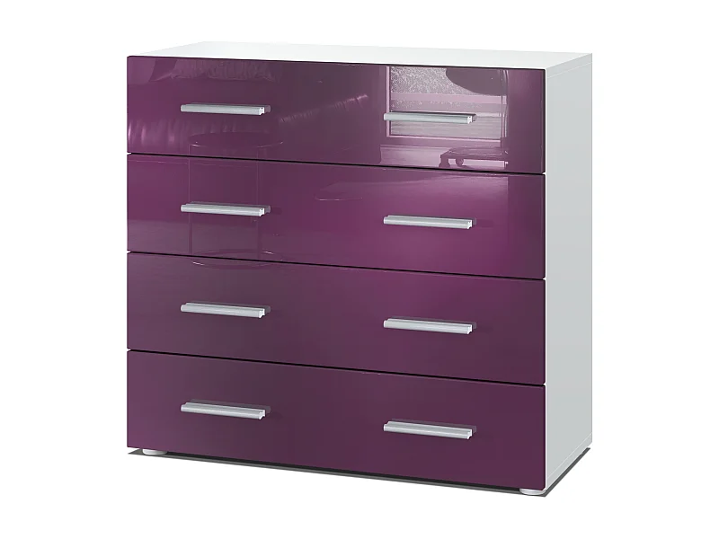 Vladon Madia Pavos, mobile con 4 cassetti, bianco opaco/violetto porpora lucido (76 x 72 x 35 cm)