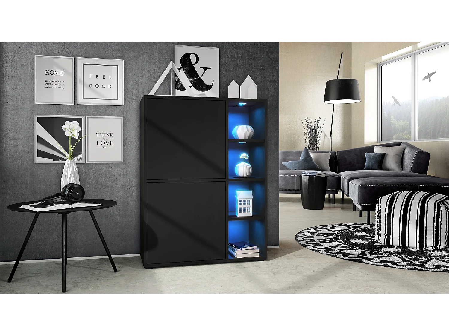 HIGHBOARD Cuba Türen in Schwarz matt