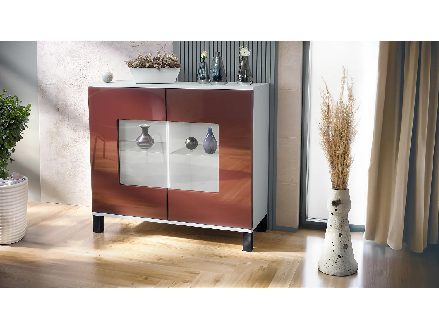 KOMMODE Grömitz Bordeaux Hochglanz