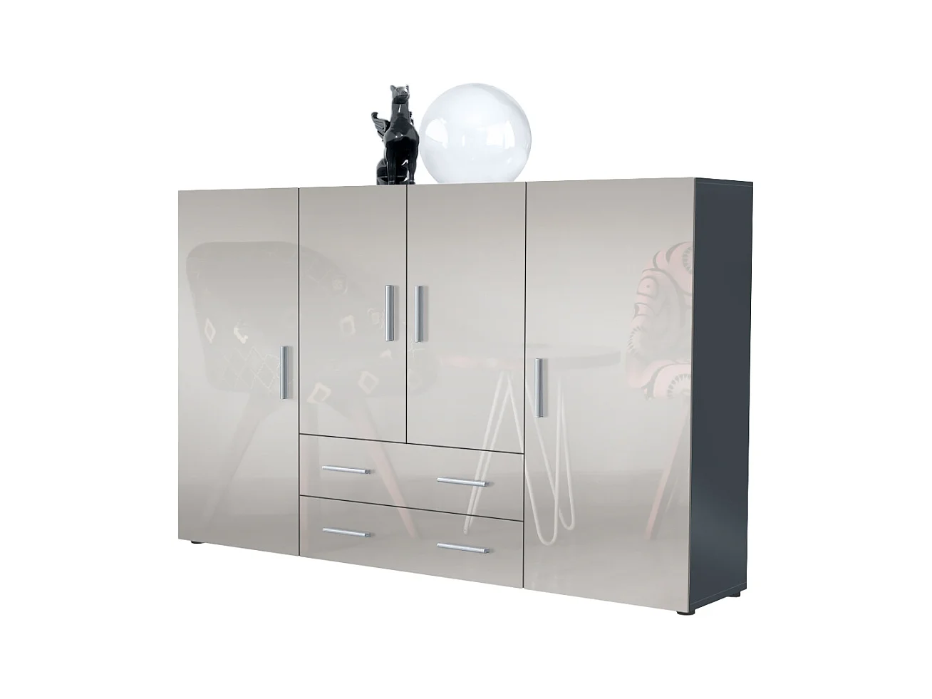 HIGHBOARD Nora Türen in Sandgrau Hochglanz