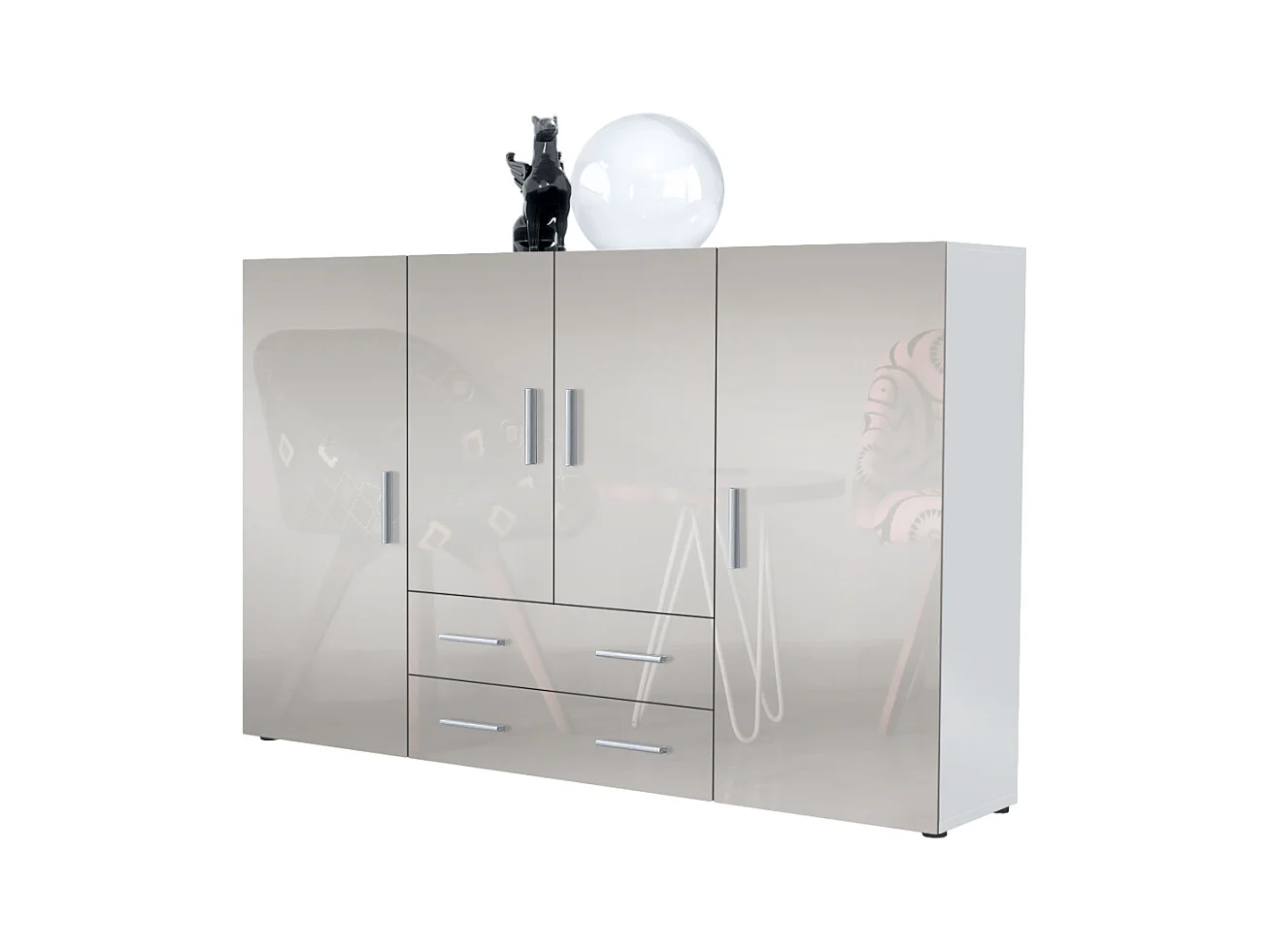 HIGHBOARD Nora Front in Sandgrau Hochglanz