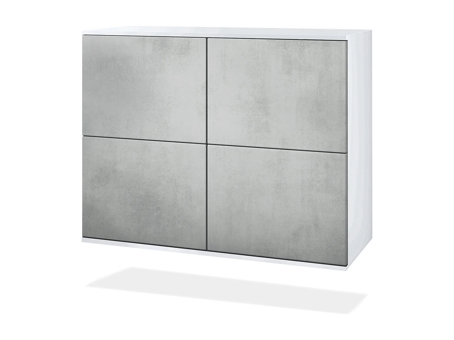 Credenza Rova V3 – Mobile da cucina moderno con 4 ante Push-to-Open bianco opaco / ottica cermento ossido (92,5 x 73.5 x 35)