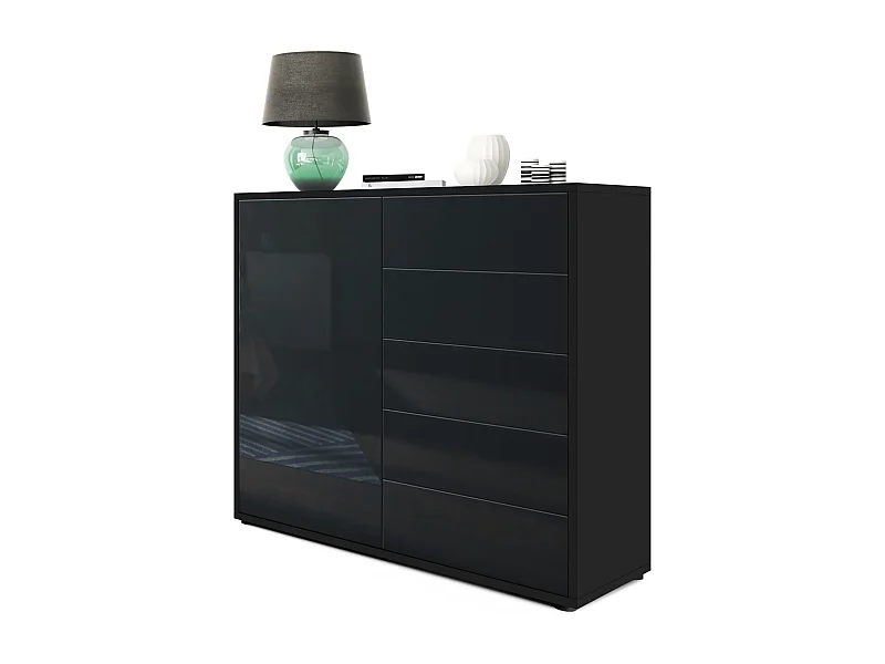 KOMMODE Ben Front in Schwarz Hochglanz