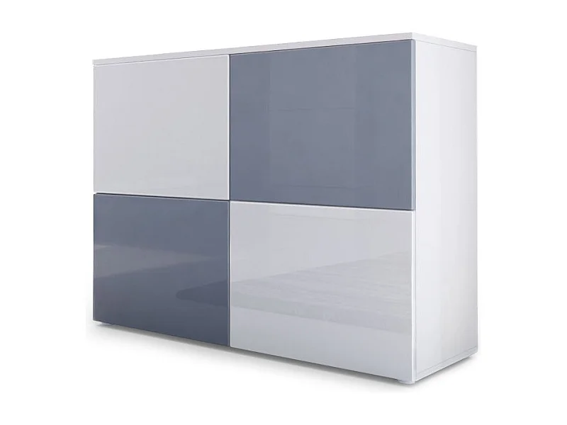 KOMMODE Rova Weiß Hochglanz / Grau Hochglanz