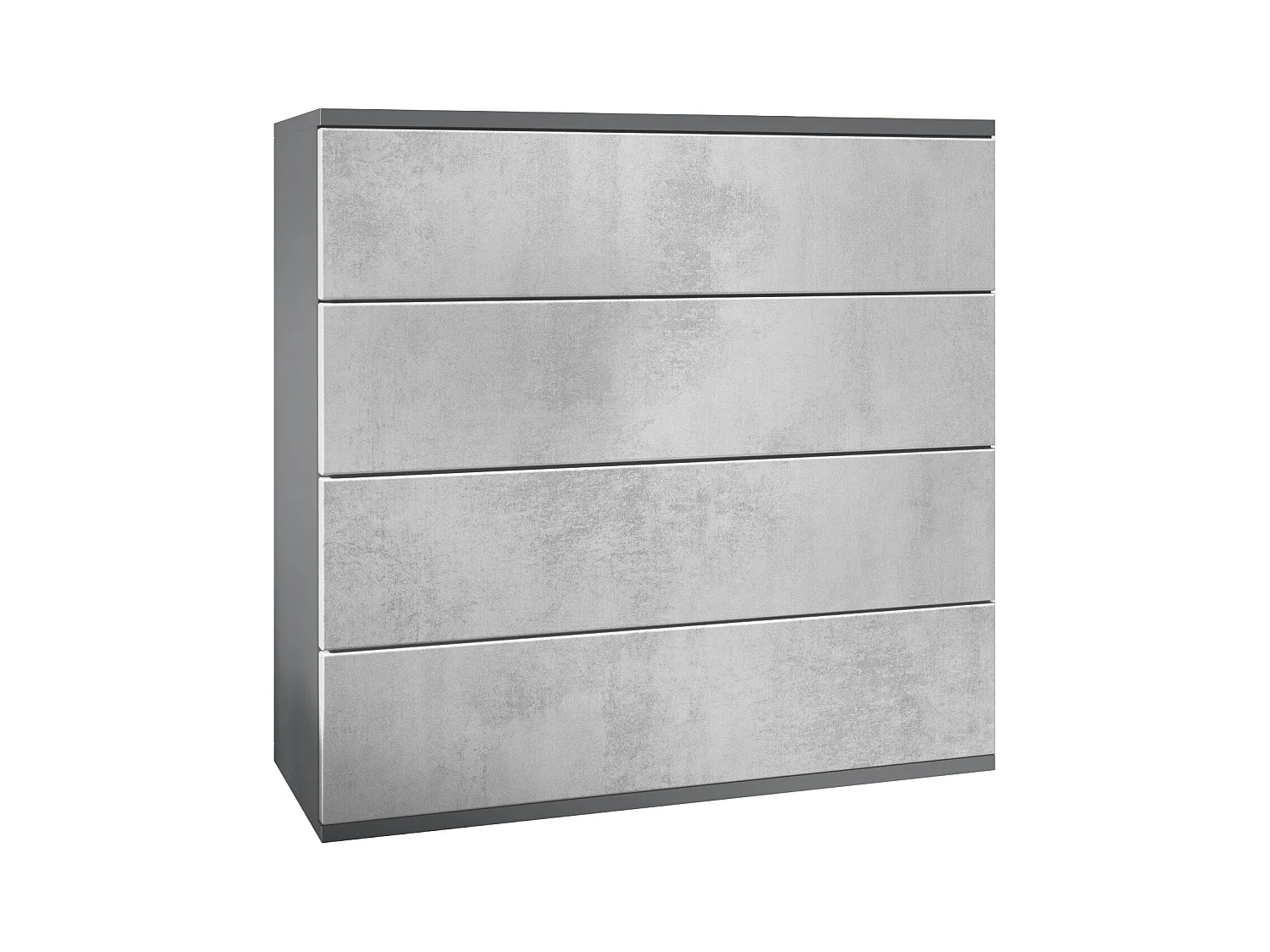 Commode suspendue Pavos V3, Buffet avec 4 tiroirs anthracite mat/aspect béton oxyde (76 x 76 x 35 cm)