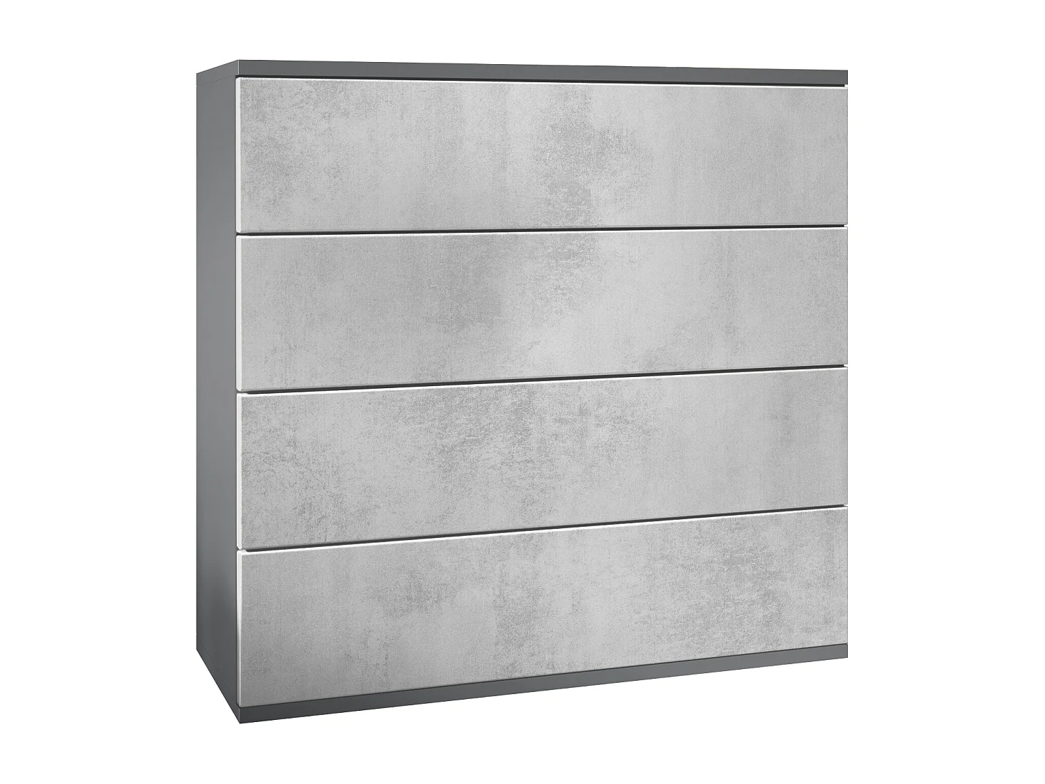 Cassettiera sospesa Pavos V3, Credenza con 4 cassetti antracite opaco /ottica cermento ossido (76 x 76 x 35 cm)
