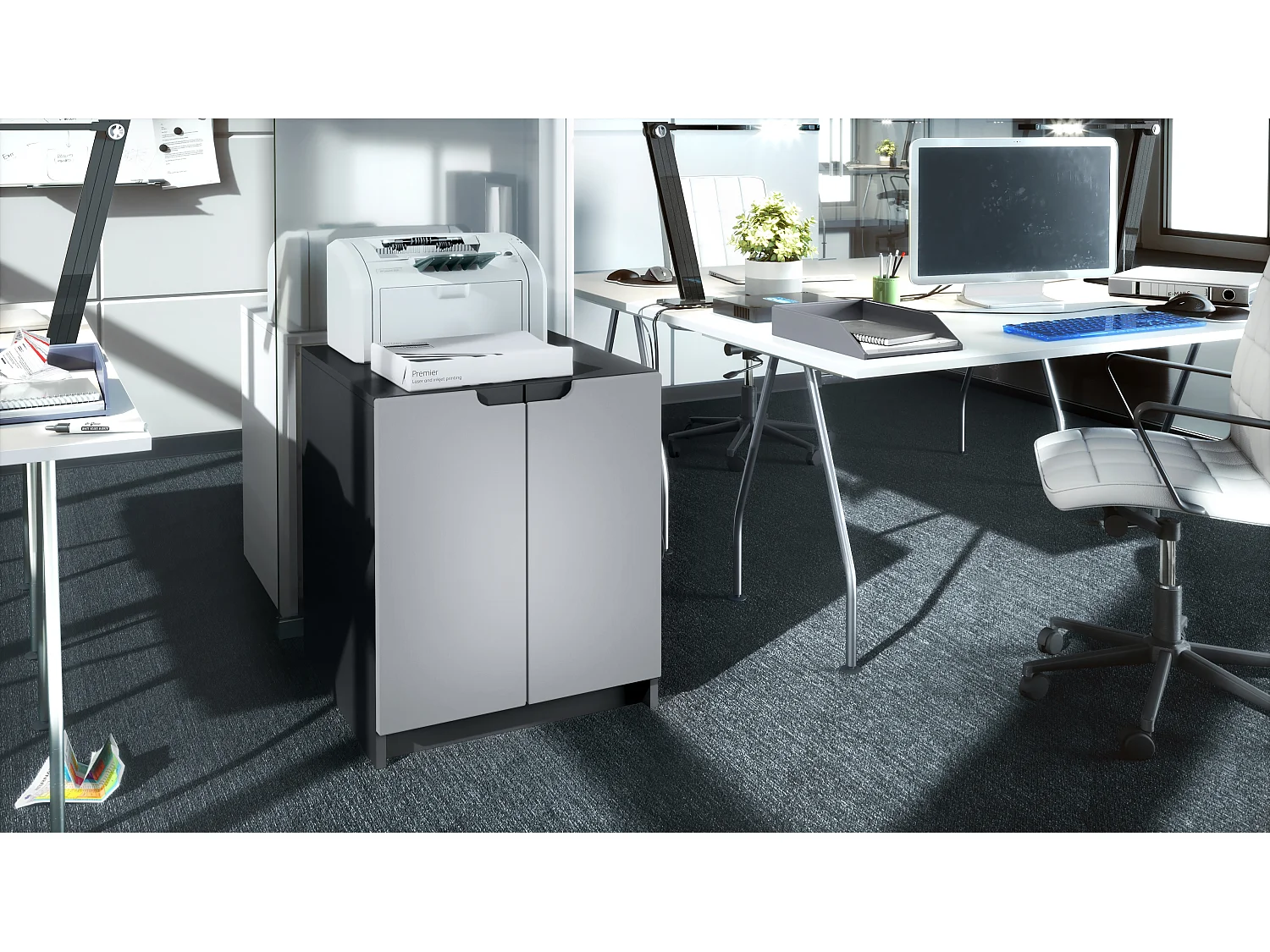 KOMMODE Logan Fronten in Hellgrau Seidenmatt