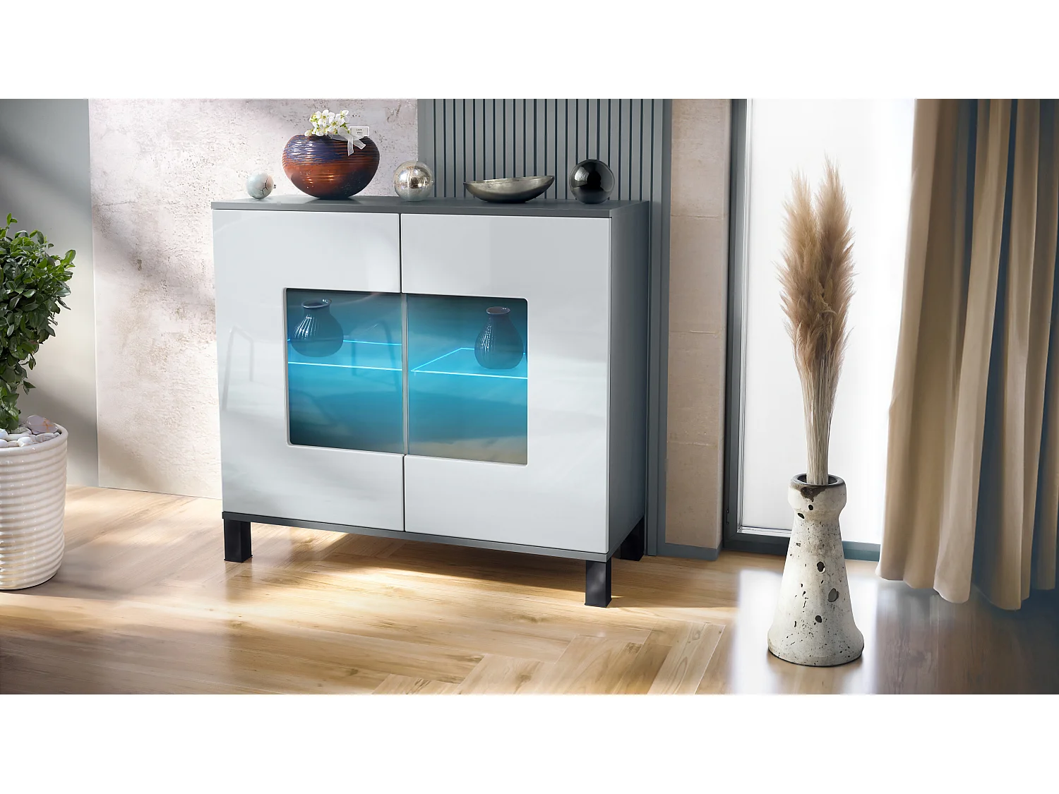 KOMMODE Grömitz Weiß Hochglanz