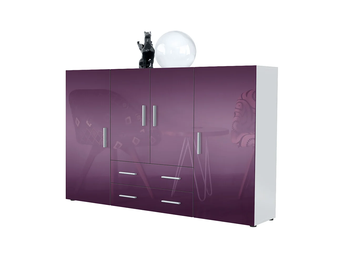 HIGHBOARD Nora Front in Brombeer Hochglanz