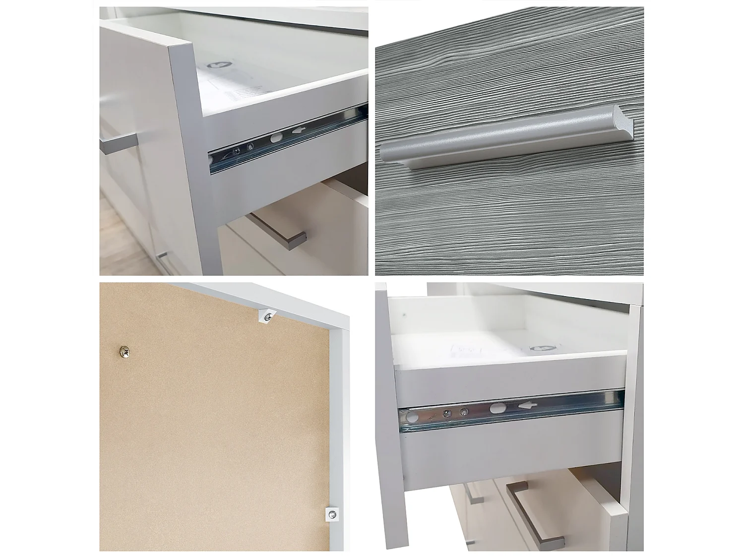 Vladon Madia Pavos, mobile con 4 cassetti, bianco opaco/nero lucido (76 x 72 x 35 cm)