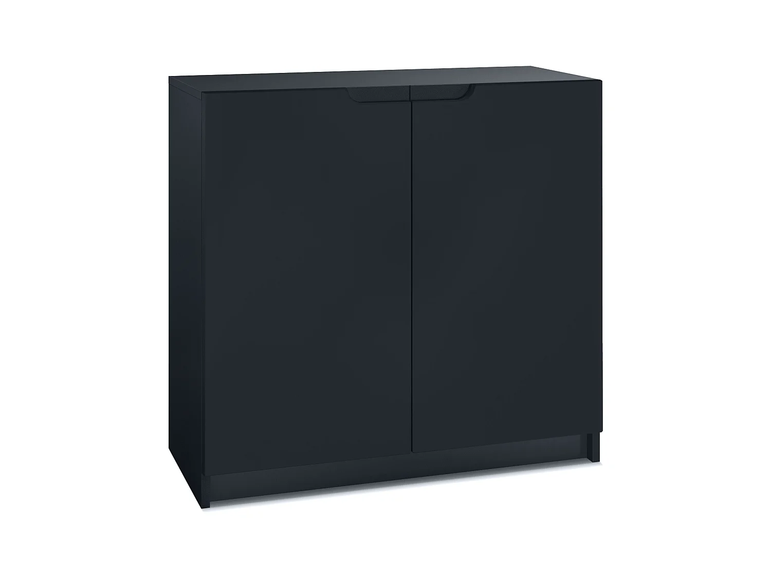 Buffet Logan, Commode avec 2 portes, noir mat/noir mat (82 x 78 x 37 cm)