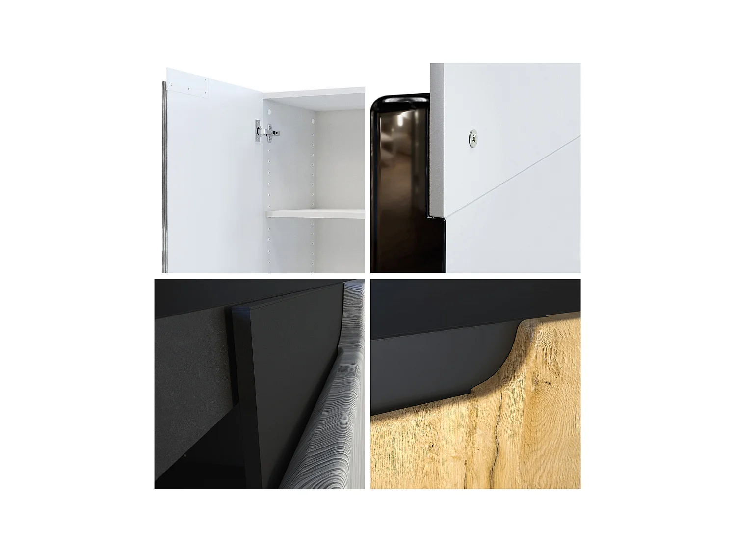 Buffet Logan, Commode avec 2 portes, noir mat/noir mat (82 x 78 x 37 cm)