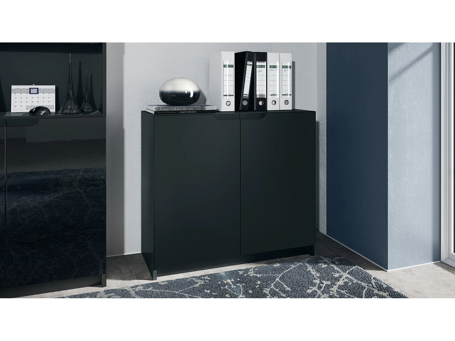 KOMMODE Logan Fronten in Schwarz matt