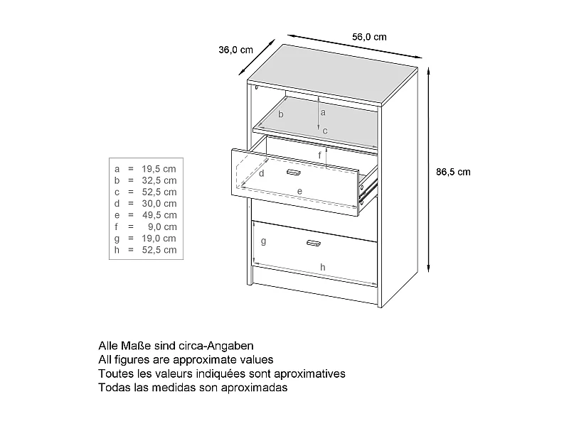 KOMMODE Pino Fronten in Weiß Hochglanz