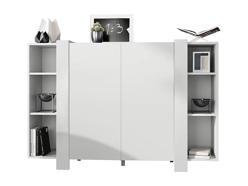 Highboard Ida V2, Buffet con 12 scomparti, Struttura in bianco opaco, Pannelli in bianco opaco, (149 x 101 x 34 cm) | Ampia scelta di colori