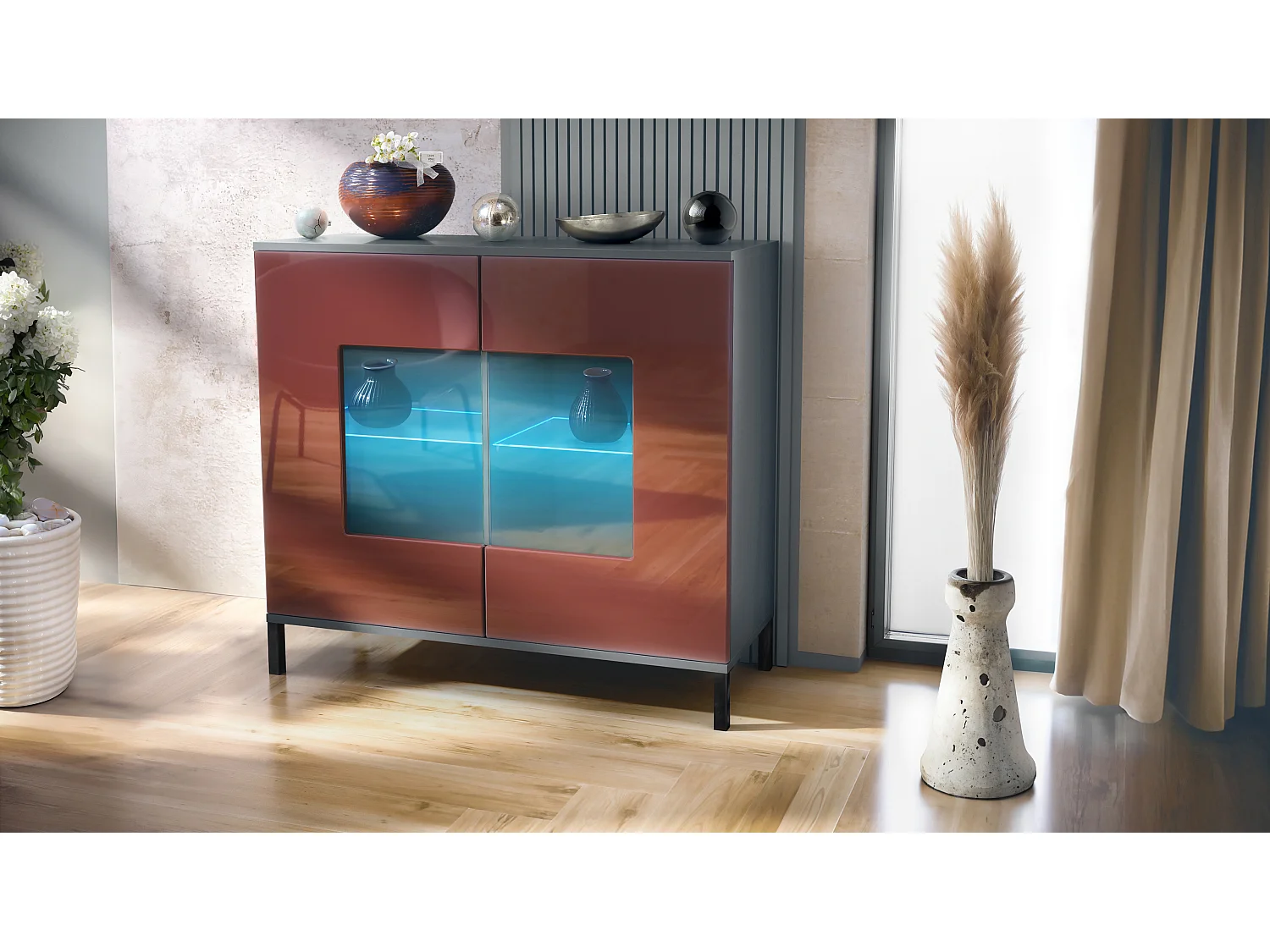 KOMMODE Grömitz Bordeaux Hochglanz