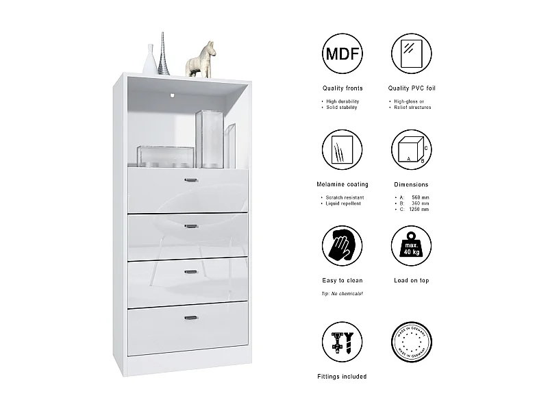 KOMMODE Pino Fronten in Schwarz Hochglanz