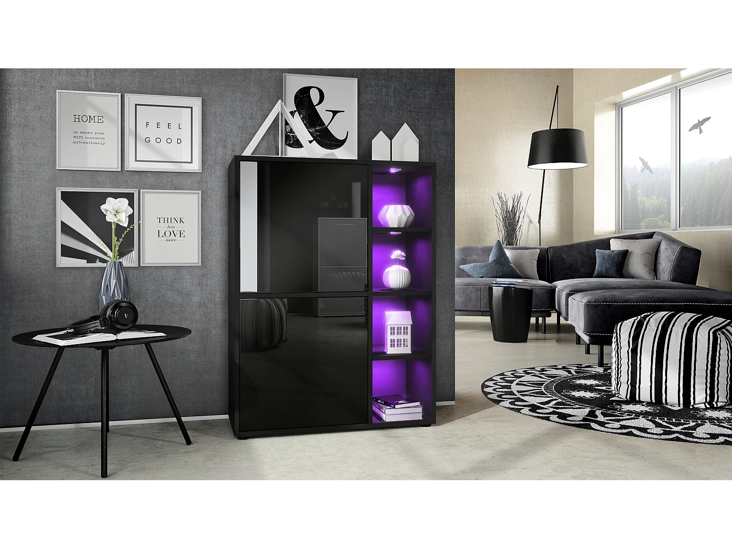 HIGHBOARD Cuba Türen in Schwarz Hochglanz