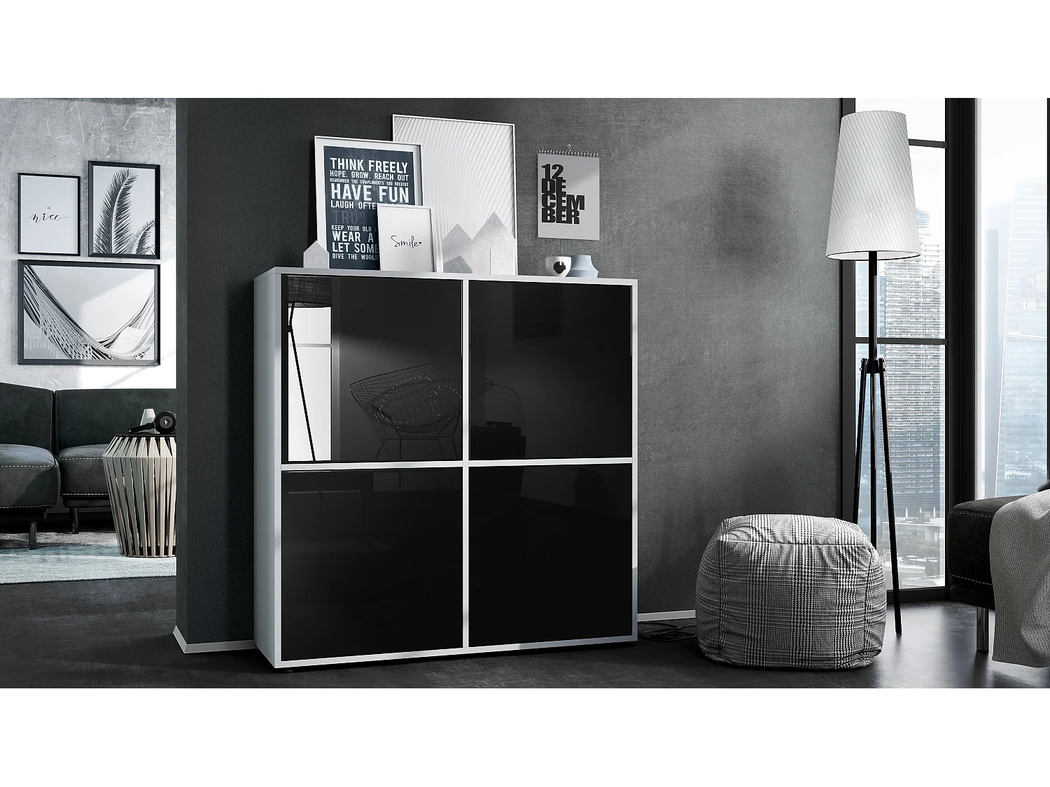 HIGHBOARD Cuba Türen in Schwarz Hochglanz