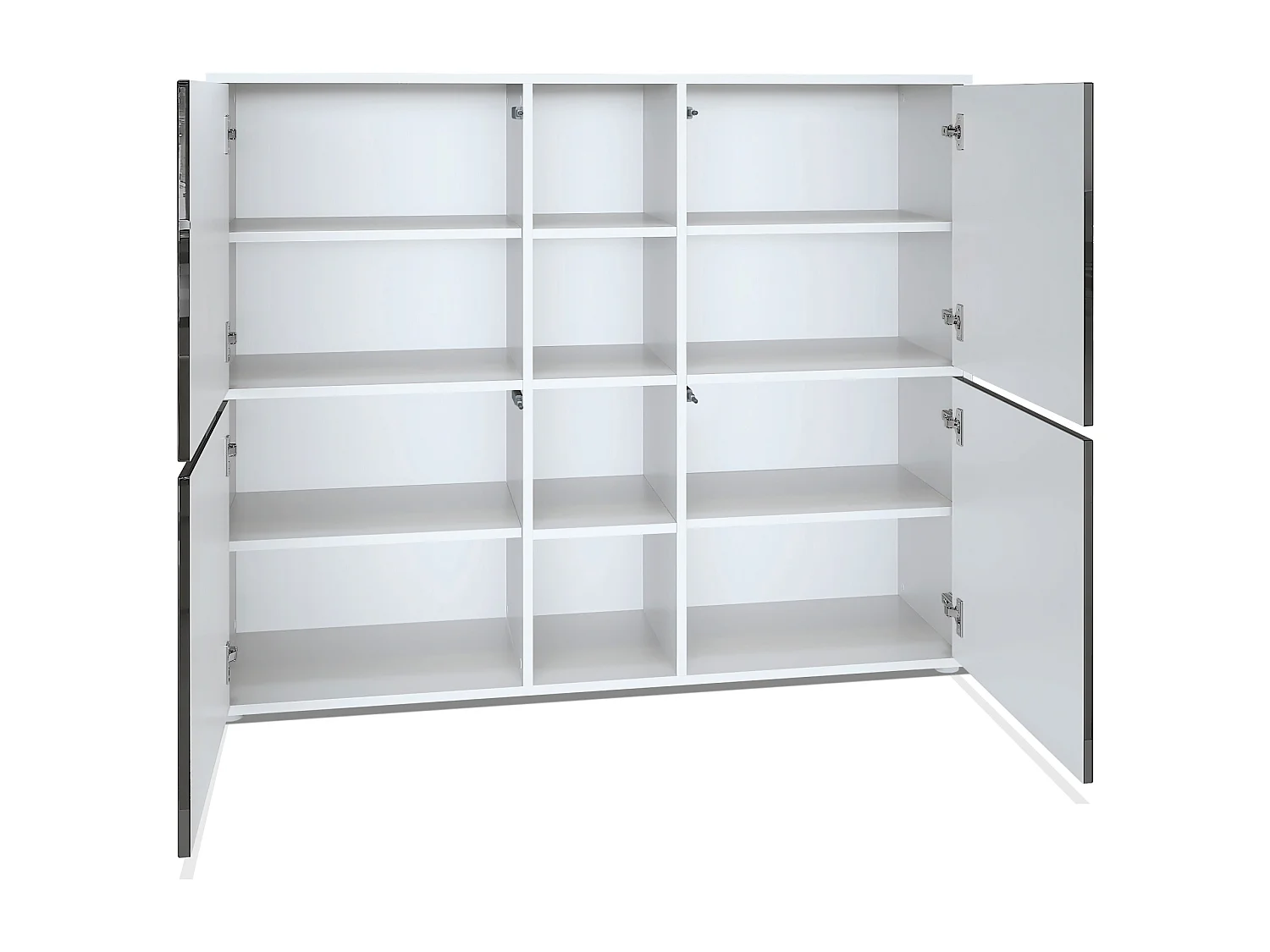 Vladon Credenza Cuba V3, bianco opaco/grigio chiaro semilucido incl. LED - Credenza moderna con 12 scomparti (130,5 x 105,5 x 35,5 cm)