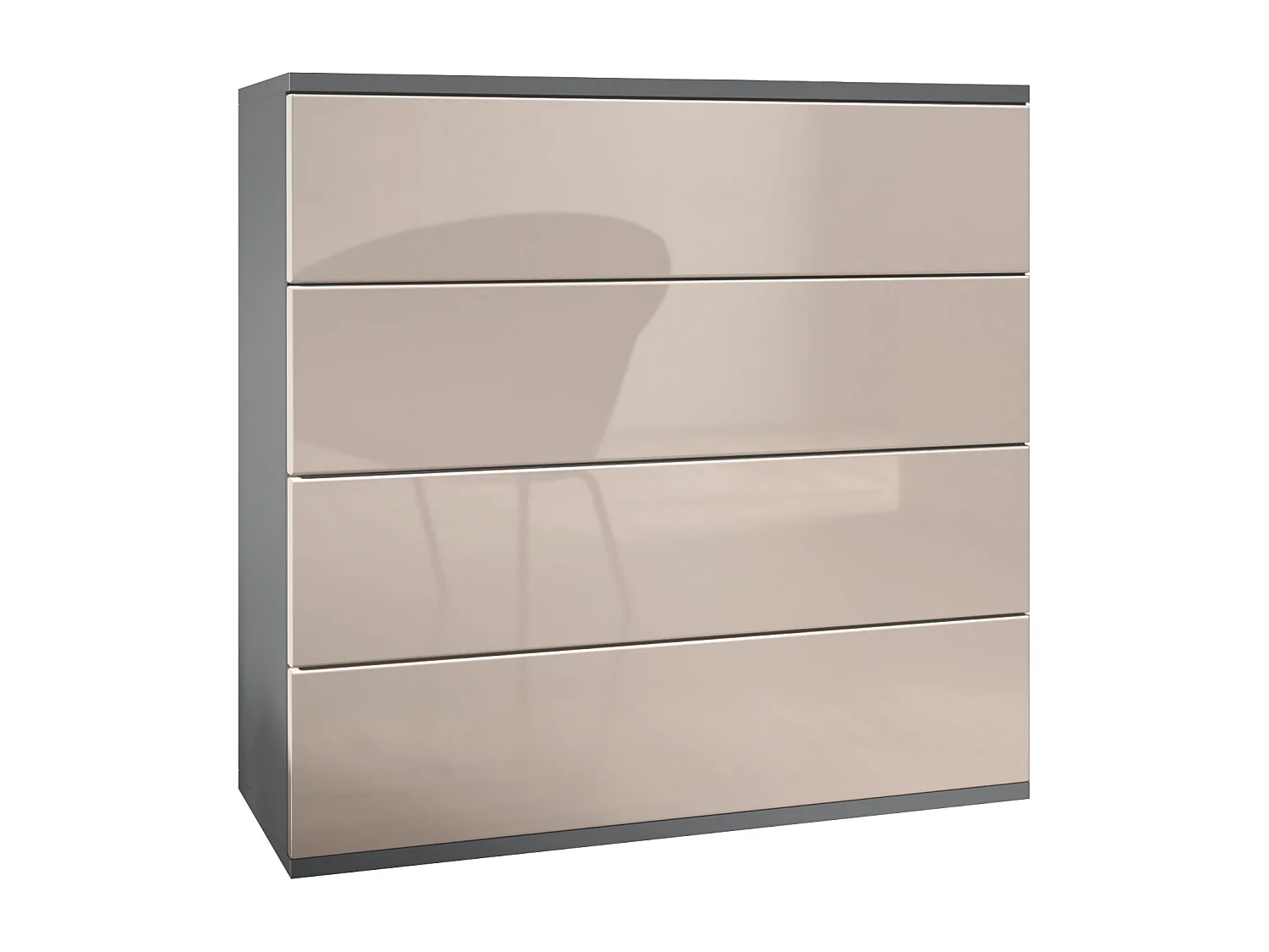 Cassettiera sospesa Pavos V3, Credenza con 4 cassetti antracite opaco /grigio sabbia lucido (76 x 76 x 35 cm)