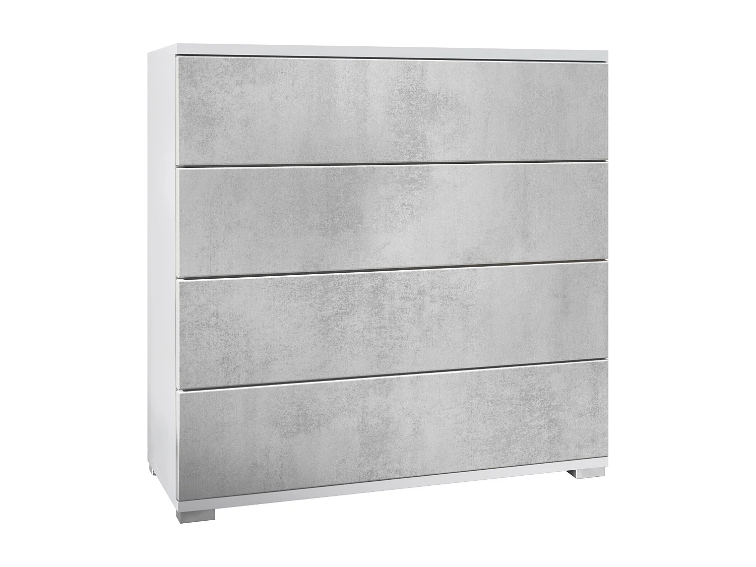 Vladon Cassettiera Pavos V3, Credenza con 4 cassetti bianco opaco/ottica cermento ossido (76 x 76 x 35 cm)