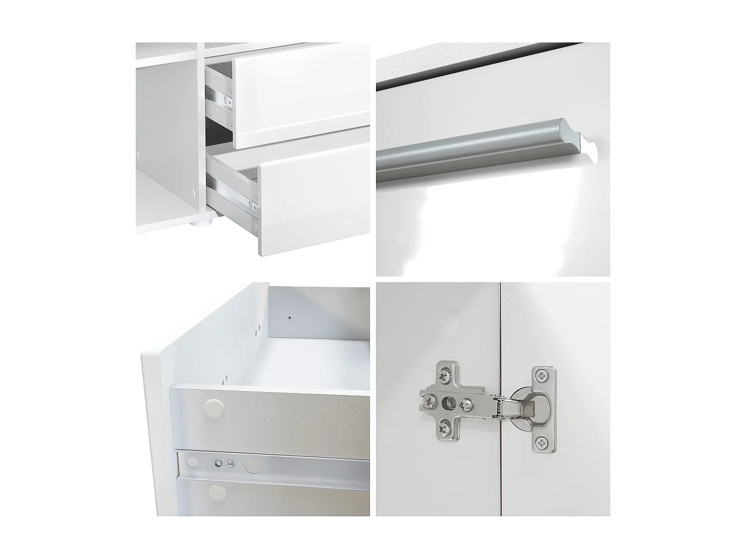 Le Buffet Haut Nora bahut avec 2 tiroirs et 4 portes avec un total de 8 compartiments derrière, anthracite mat/crème haute brillance (166,5 x 106,5 x 35 cm)