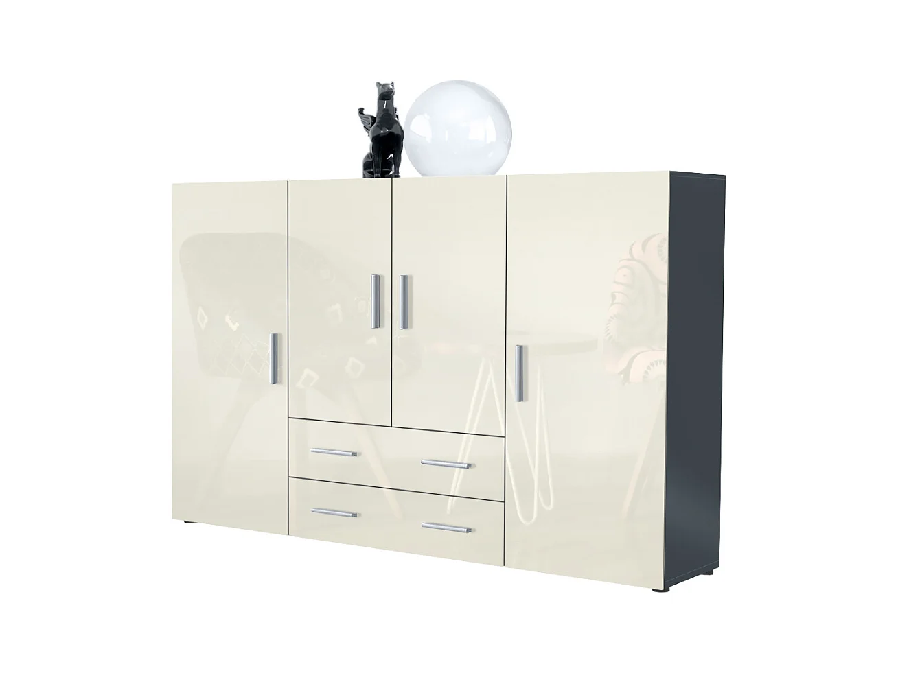HIGHBOARD Nora Türen in Creme Hochglanz