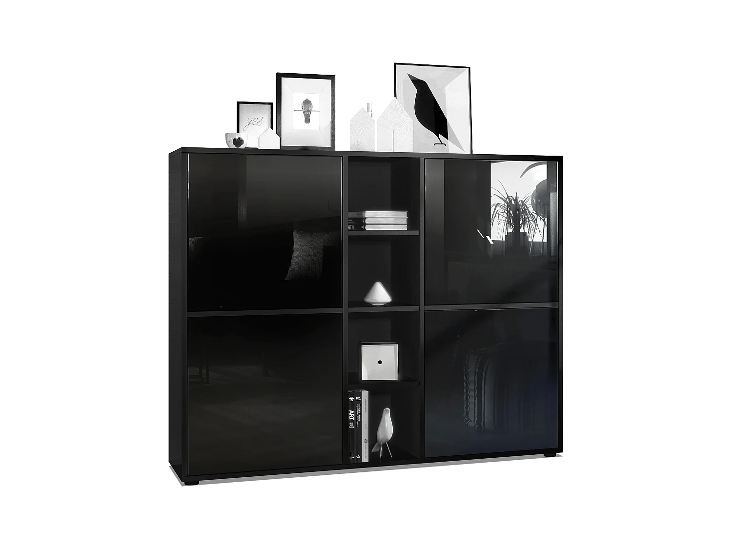 HIGHBOARD Cuba Türen in Schwarz Hochglanz