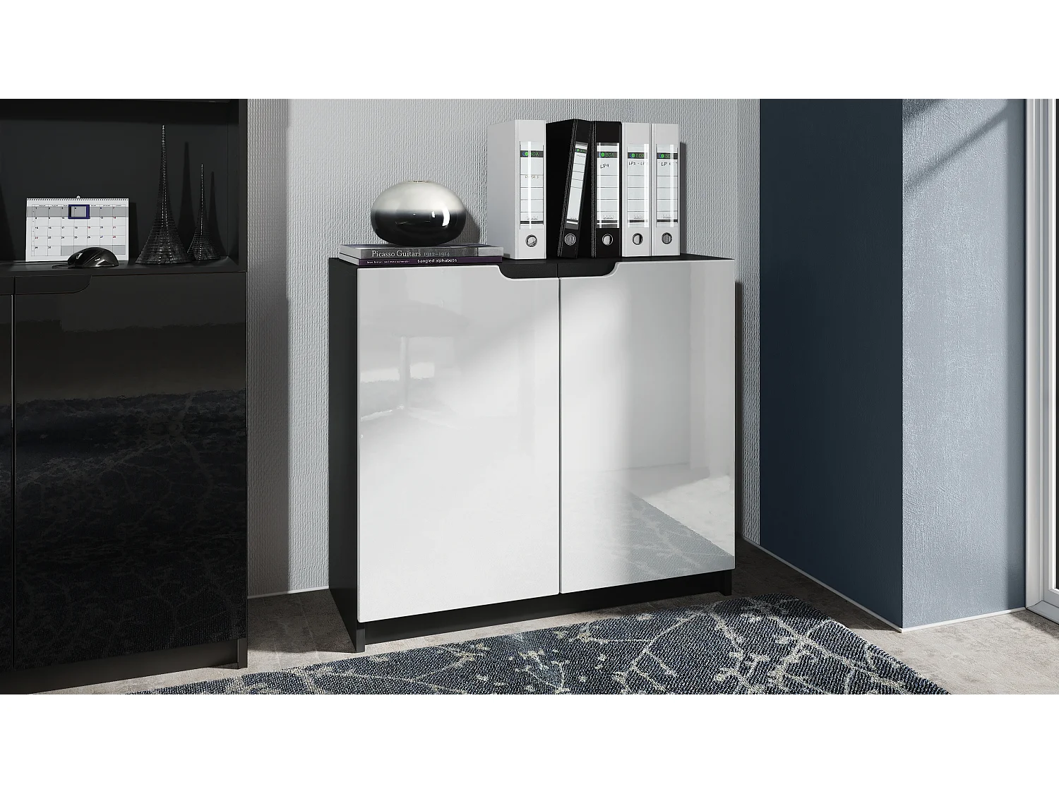 KOMMODE Logan Fronten in Weiß Hochglanz