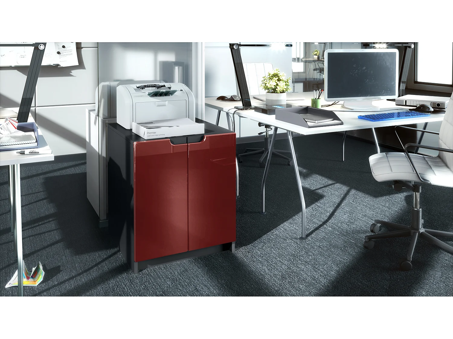 KOMMODE Logan Fronten in Bordeaux Hochglanz