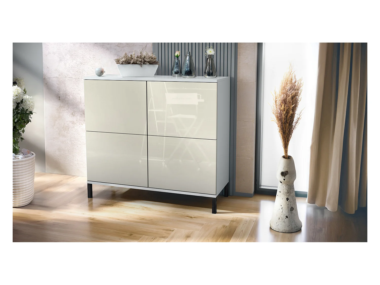 KOMMODE Rova Creme Hochglanz