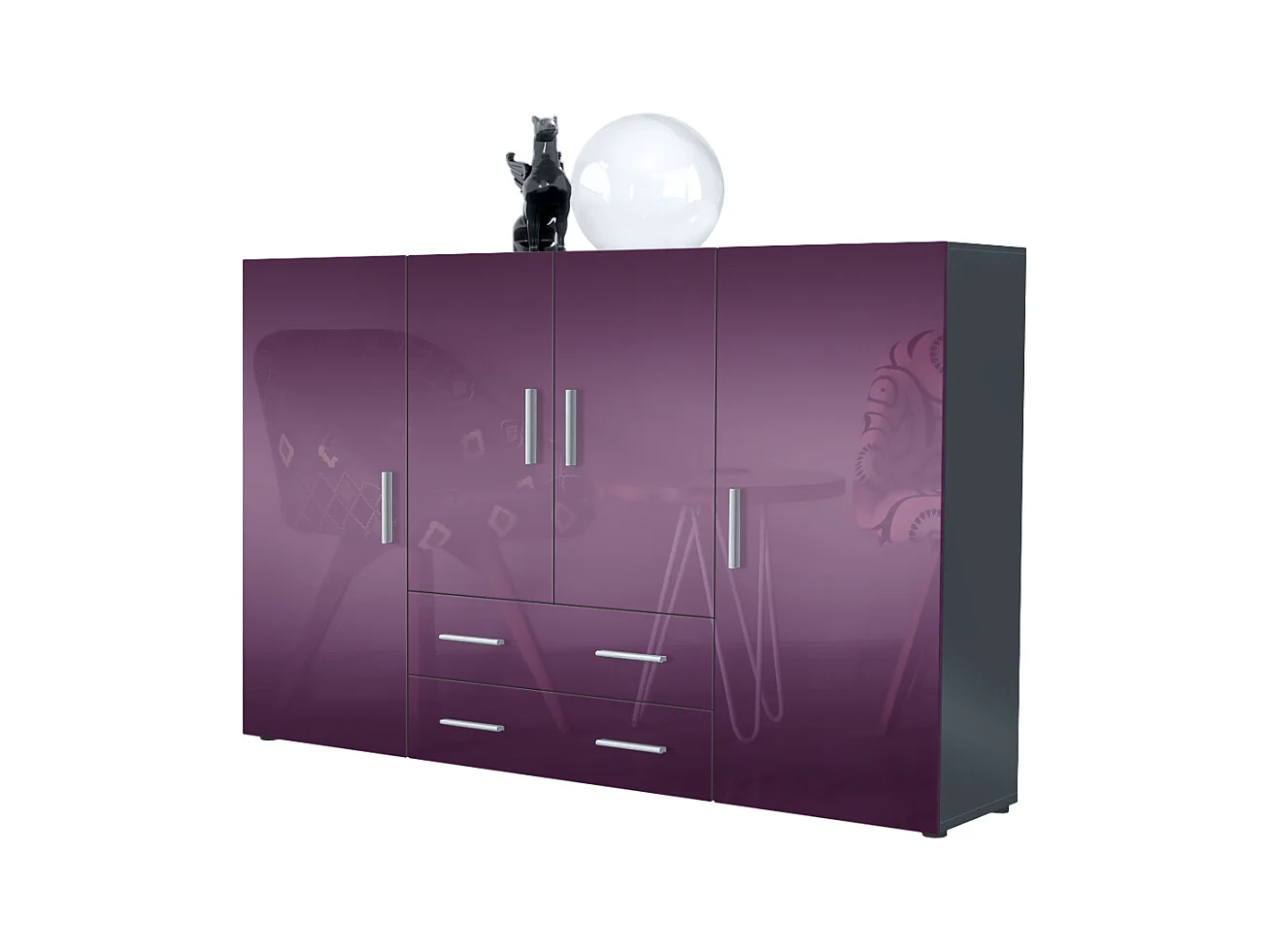 HIGHBOARD Nora Türen in Brombeer Hochglanz