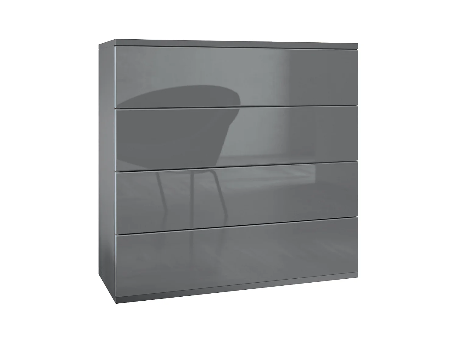 Commode suspendue Pavos V3, Buffet avec 4 tiroirs anthracite mat/gris haute brillance (76 x 76 x 35 cm)