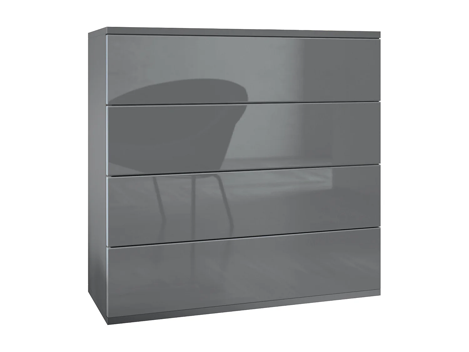 Cassettiera sospesa Pavos V3, Credenza con 4 cassetti antracite opaco /grigio lucido (76 x 76 x 35 cm)