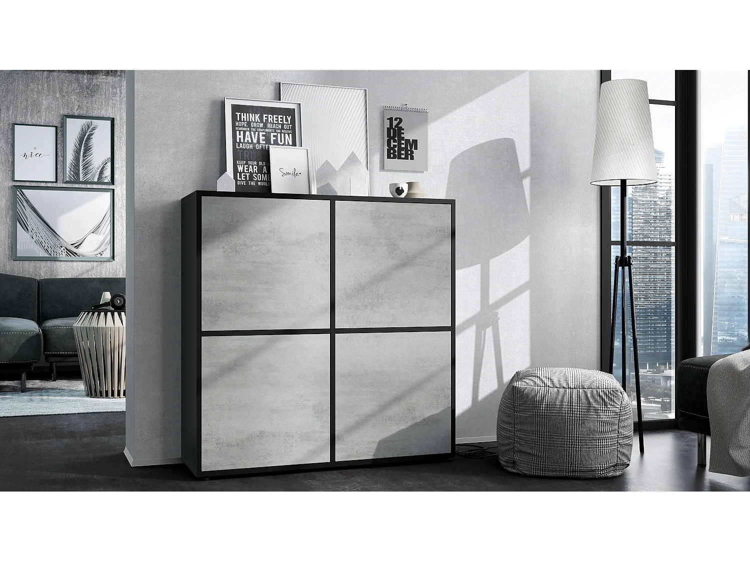 HIGHBOARD Cuba Türen in Beton Oxid Optik