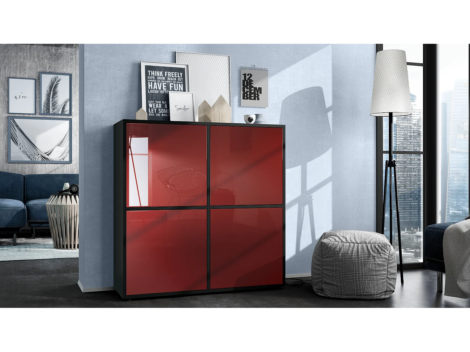 HIGHBOARD Cuba Türen in Bordeaux Hochglanz