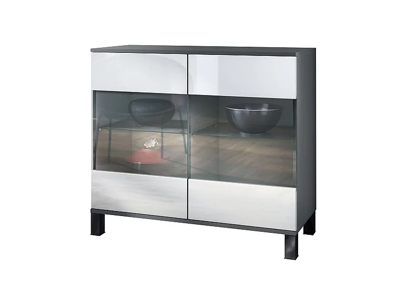 KOMMODE Bari Weiß Hochglanz