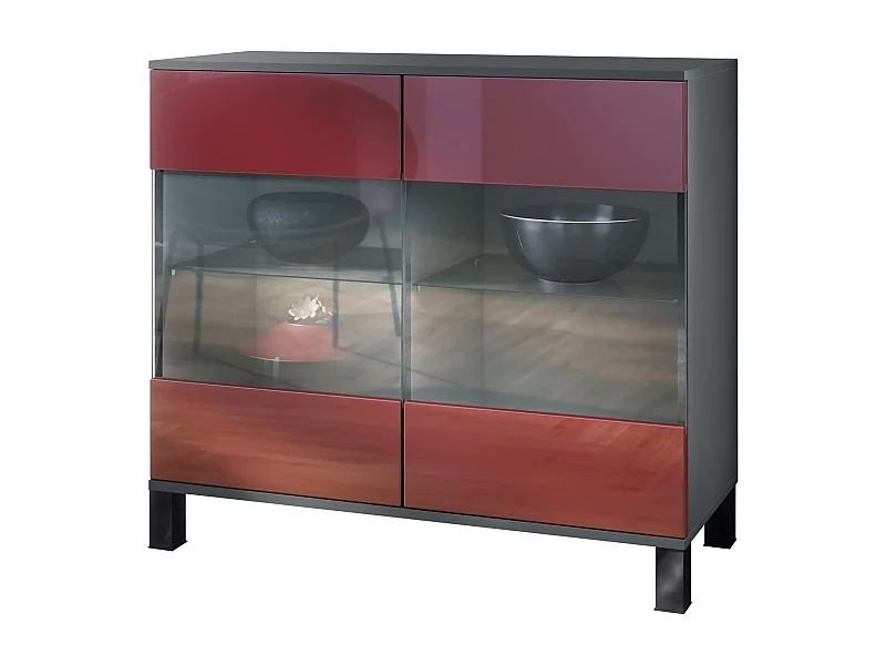 KOMMODE Bari Bordeaux Hochglanz