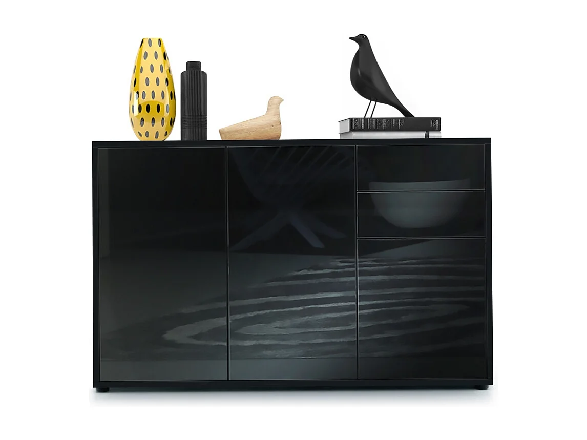 KOMMODE Ben Front in Schwarz Hochglanz